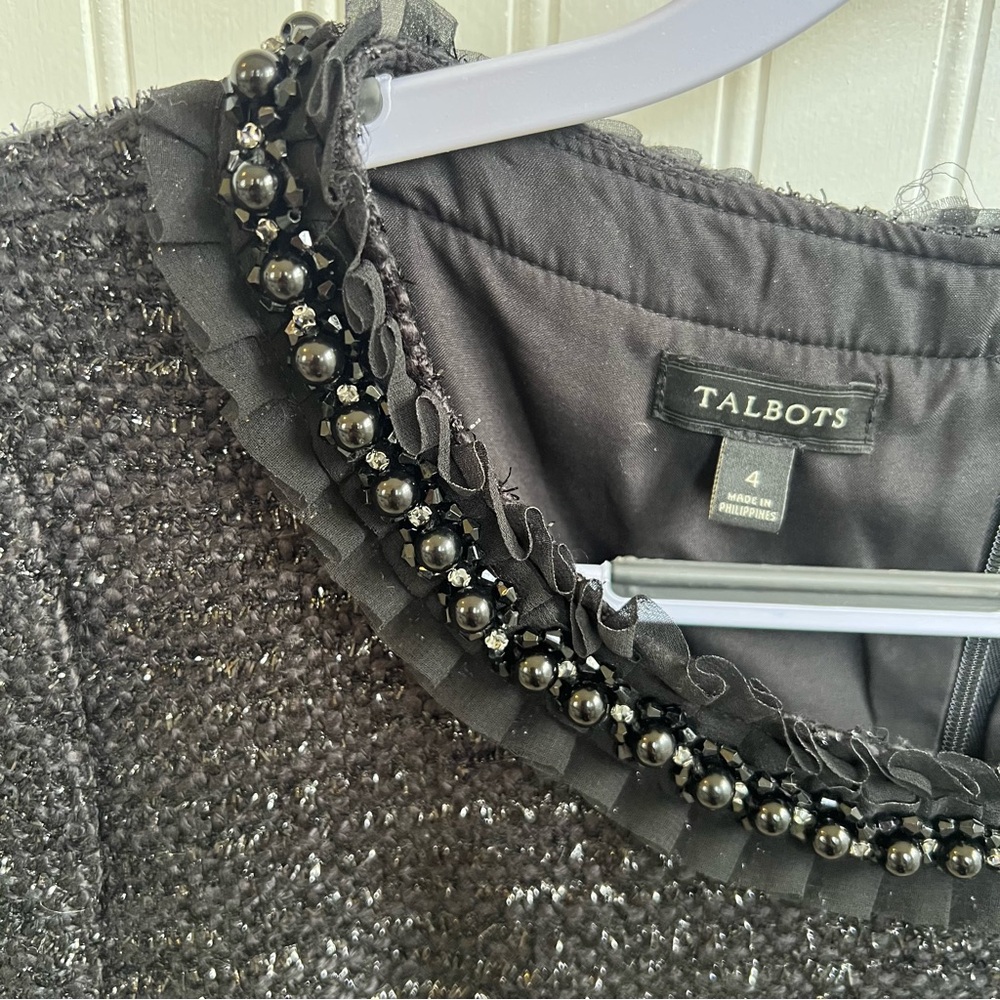 Talbots Black Sparkle Tweed Sheath Dress - Picture 5 of 8